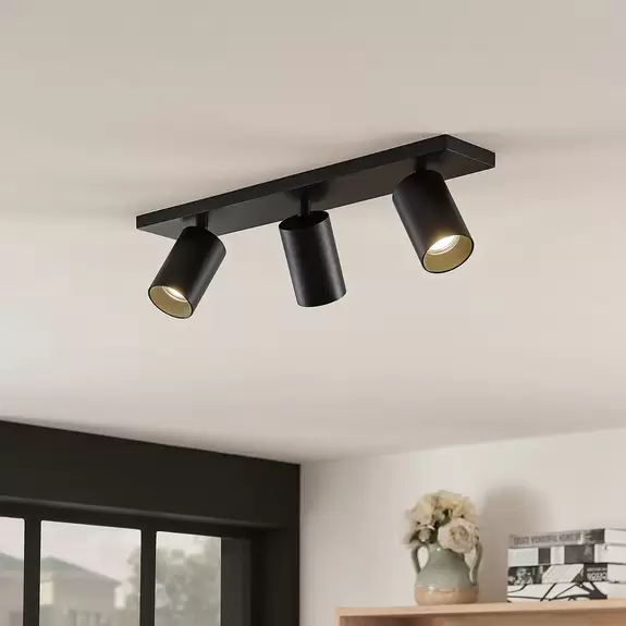 Lampenwelt Arcchio Strahler Brinja, eckig, schwarz/goldfarben, 3-flg Wochenangebot