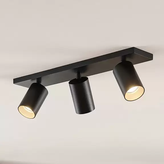Lampenwelt Arcchio Strahler Brinja, eckig, schwarz/goldfarben, 3-flg Wochenangebot