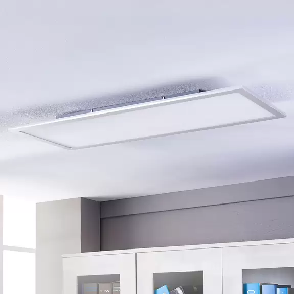 Lampenwelt Lindby LED-Panel Livel, 4.000 K, 120 cm x 30 cm, Aluminium Nur für heute