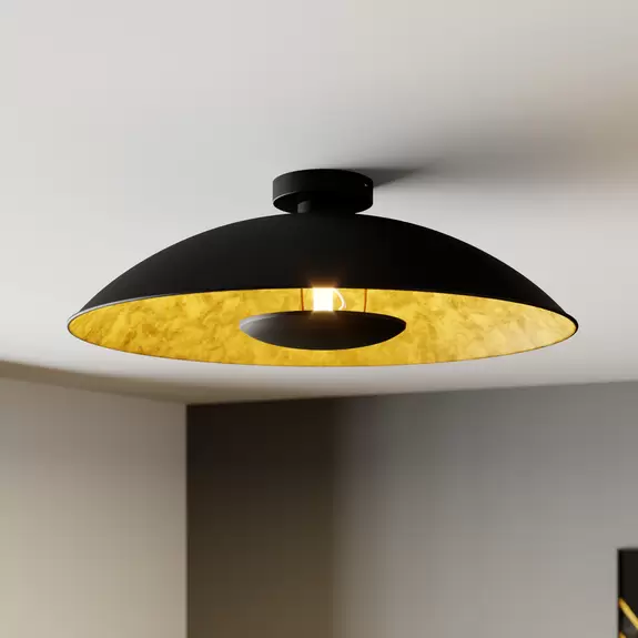 Lampenwelt Lindby Deckenlampe Emilienne, schwarz, goldfarben, Ø 60 cm Vierteljährliche Förderung