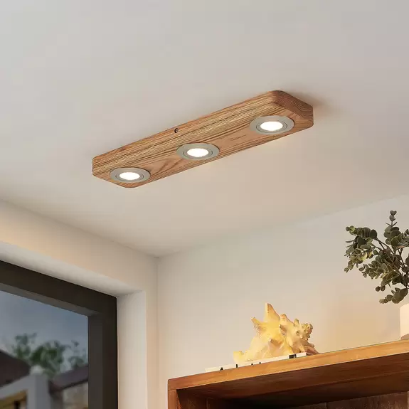 Lampenwelt Lindby Mikari LED-Deckenleuchte aus Holz, 3-fl Bis zu 55% Rabatt
