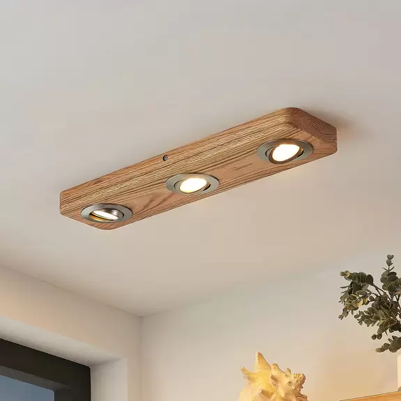 Lampenwelt Lindby Mikari LED-Deckenleuchte aus Holz, 3-fl Bis zu 55% Rabatt