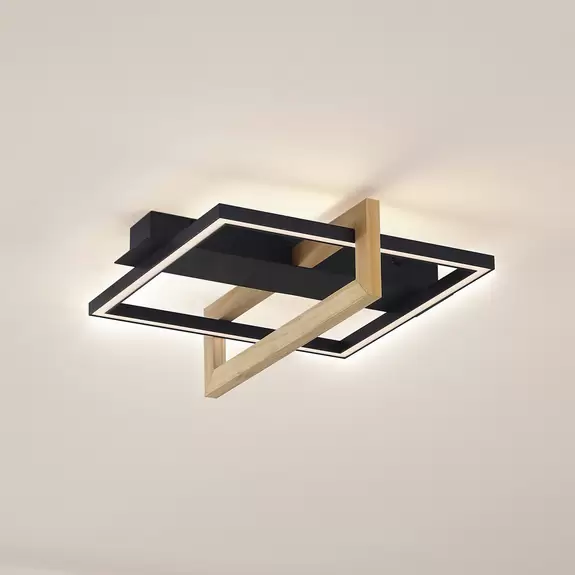 Lampenwelt Lindby LED-Deckenleuchte Holamu, 40 cm, Holz 50% Rabatt mit kostenlosem Versand