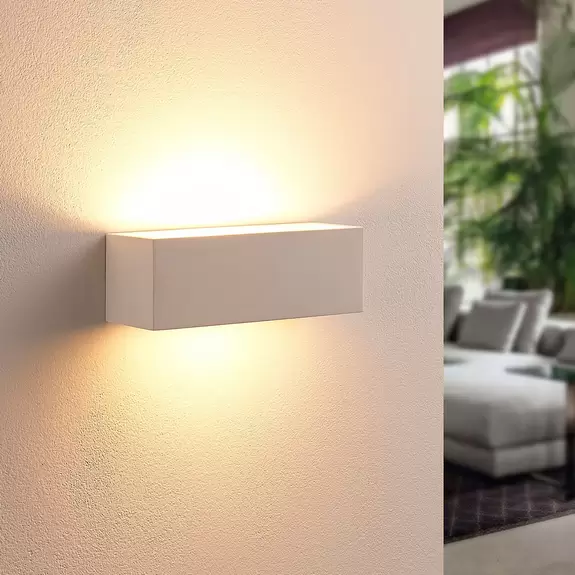 Lampenwelt Lindby Wandlampe Tjada, 22 cm, weiß, Gips, G9, bemalbar Begrenzt auf 3 Tage