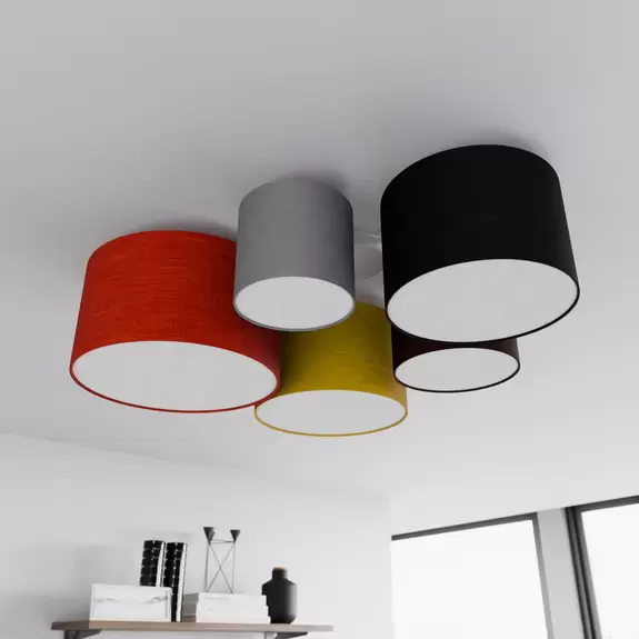Lampenwelt Lindby Laurenz Deckenlampe, 5-fl. 93cm, rot-gelb Speichern exportieren
