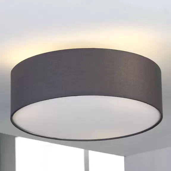 Lampenwelt Lindby Deckenleuchte Sebatin, Ø 40 cm, grau, Stoff, E27 Black Friday Preise