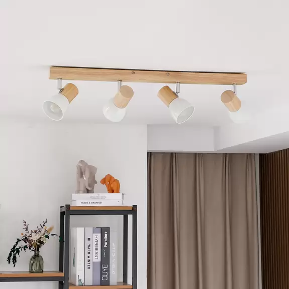 Lampenwelt Holz-Deckenlampe Thorin, vierflammig 2025