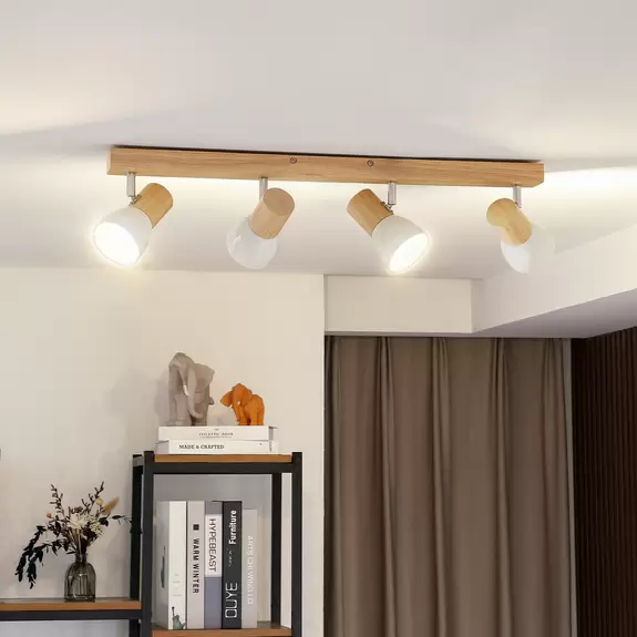 Lampenwelt Holz-Deckenlampe Thorin, vierflammig 2025