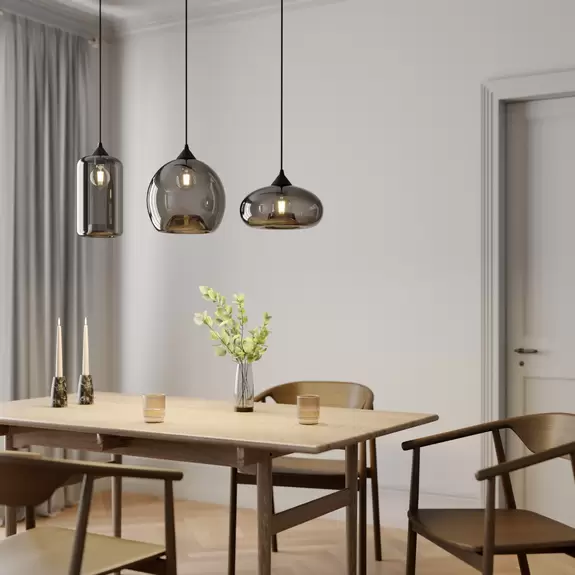 Lampenwelt Lindby Pendelleuchte Marla, 3-flammig, Glas, rauchgrau, E27 Günstiger Verkauf