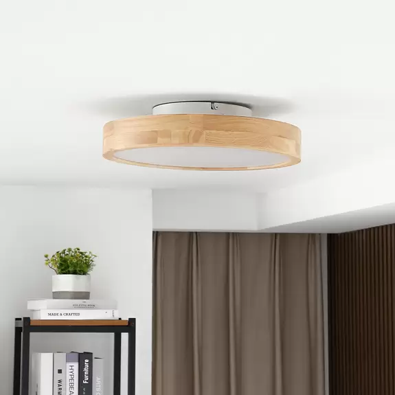 Lampenwelt Lindby LED-Deckenleuchte Milada, Eiche, CCT, Fernbedienung Blitzverkäufe