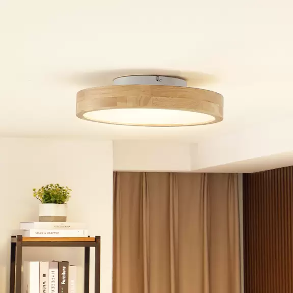 Lampenwelt Lindby LED-Deckenleuchte Milada, Eiche, CCT, Fernbedienung Blitzverkäufe