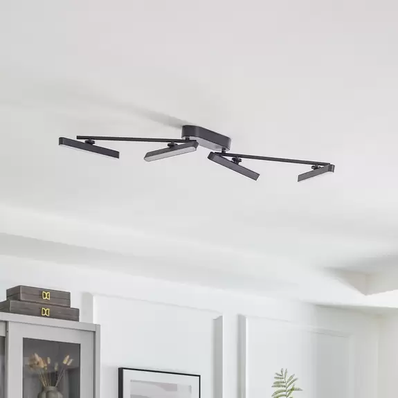 Lampenwelt Lindby LED-Deckenleuchte Eldrin, 4-flammig, schwarz, Eisen Kostenloser Versand