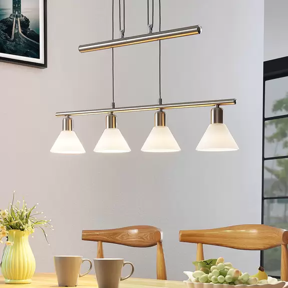 Lampenwelt Höhenverstellbare Pendellampe Delira 4-fl. nickel Limitierter Zeitrabatt