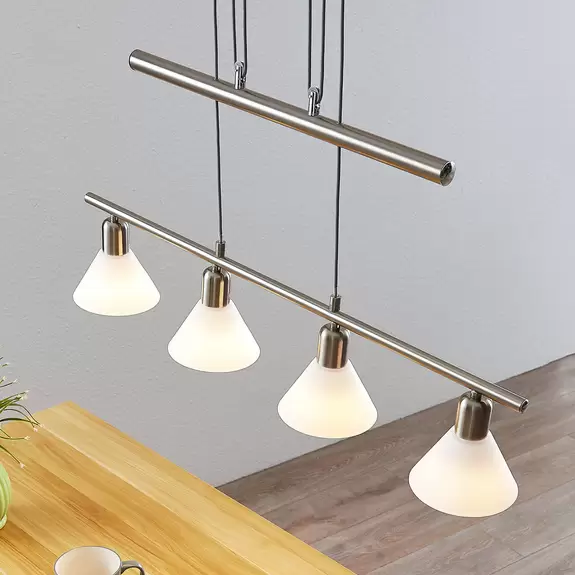 Lampenwelt Höhenverstellbare Pendellampe Delira 4-fl. nickel Limitierter Zeitrabatt
