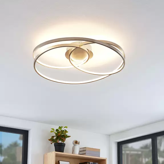 Lampenwelt Lindby Joline LED-Deckenleuchte, nickel satiniert Rabatt
