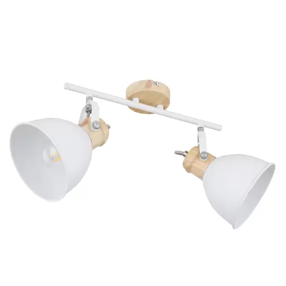 Lampenwelt Deckenlampe Wiho aus Metall, weiß/holzoptik, 2-fl Letzte 3 Tage