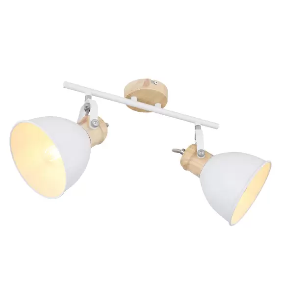 Lampenwelt Deckenlampe Wiho aus Metall, weiß/holzoptik, 2-fl Letzte 3 Tage