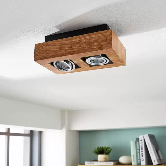 Lampenwelt Deckenleuchte Vince, 25x14cm in Holzoptik Bis zu 60% Rabatt