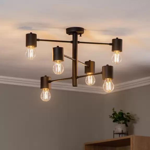 Lampenwelt Deckenleuchte Hexa 6941 sechsflammig schwarz Fabrikladen