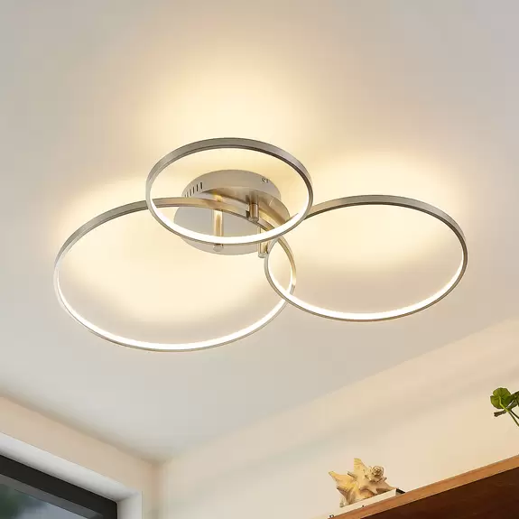 Lampenwelt Lindby Rayk LED-Deckenleuchte, nickel satin Speichern exportieren