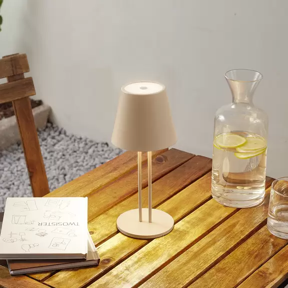 Lampenwelt Lindby LED-Akkutischleuchte Janea TWIN, beige, Metall Rabatte dieses Monats