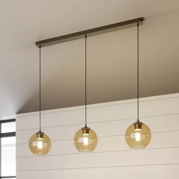 Lampenwelt Lindby Hängeleuchte Sofian, rauchgrau, Glas, 100 cm, 3-flg Blitzverkäufe