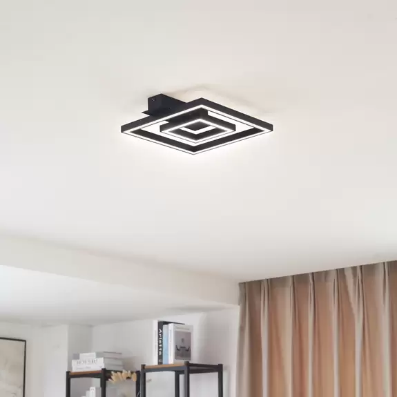 Lampenwelt Lindby LED-Deckenleuchte Madamo, schwarz, 30 cm, 3000K Kostenloser Versand