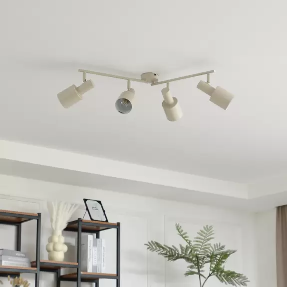 Lampenwelt Lindby Deckenstrahler Ovelia, beige, 4-flg., Eisen, E27 Rabatt