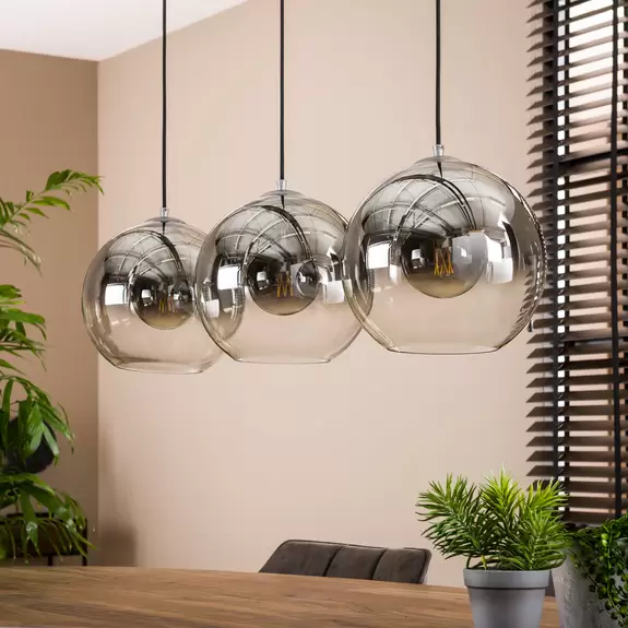 Lampenwelt Hängeleuchte Allessandra, rauchgrau, Glas, E27, 3-flammig Flash Sale