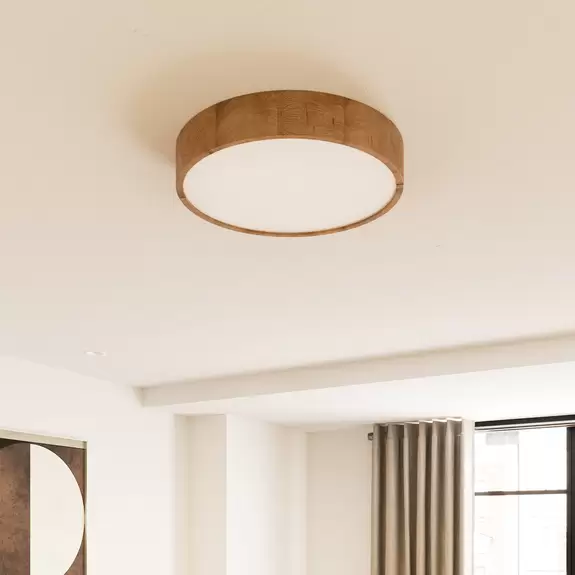 Lampenwelt Envostar Kerio Deckenlampe, Ø 47 cm, eiche natur Online Outlet