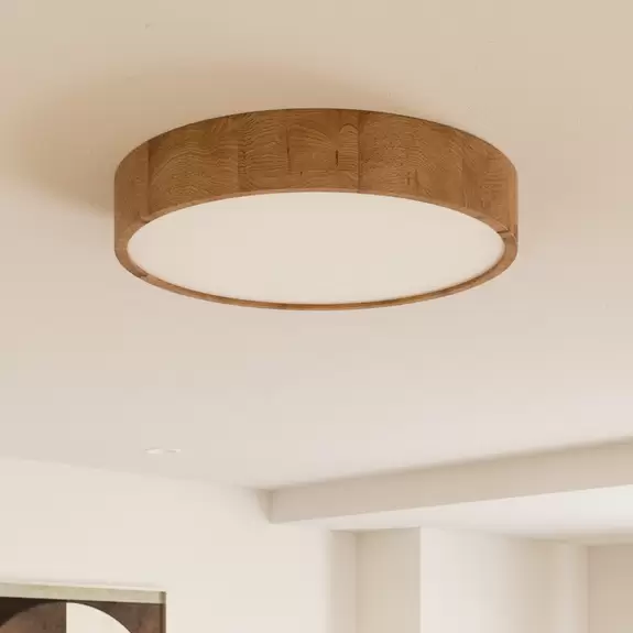 Lampenwelt Envostar Kerio Deckenlampe, Ø 47 cm, eiche natur Online Outlet