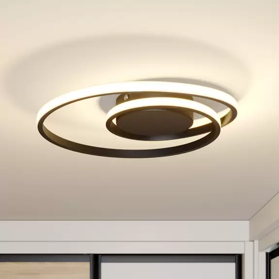 Lampenwelt Lindby Kyron LED-Deckenlampe, schwarz matt Kauf eins, bekomm eins gratis