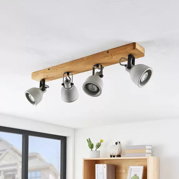 Lampenwelt Lindby Mitis Deckenleuchte, Kiefernholz, 4-fl Tägliche Deals