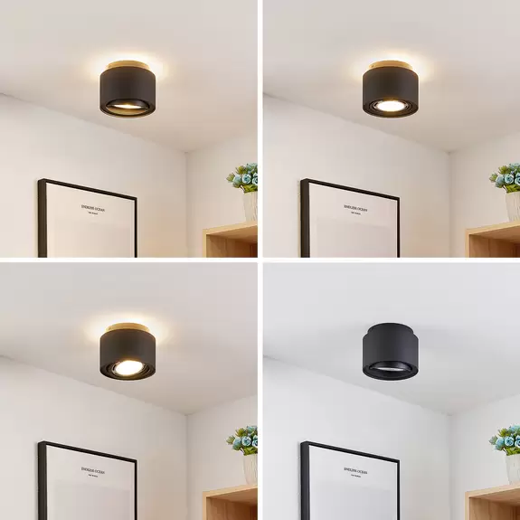 Lampenwelt Arcchio Deckenlampe Walisa, Ø 15,35 cm, schwarz, Alu VIP-Rabatte