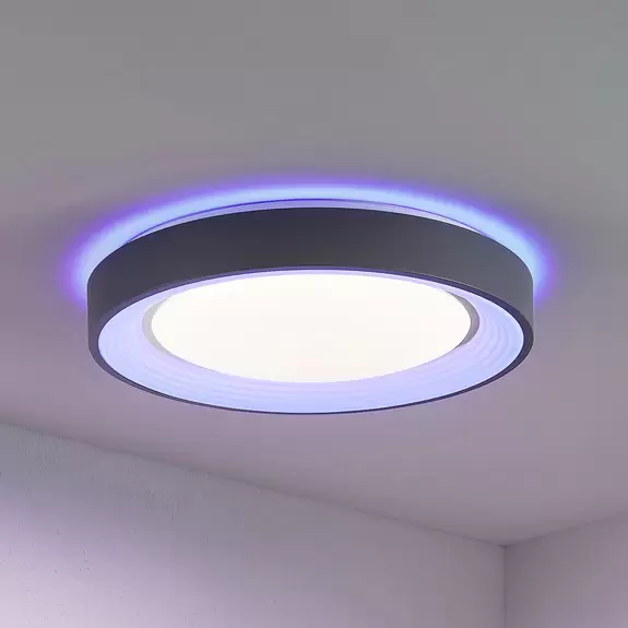Lampenwelt Lindby LED-Deckenleuchte Lindum, RGB, CCT, Remote, dimmbar Begrenzte Freigabe