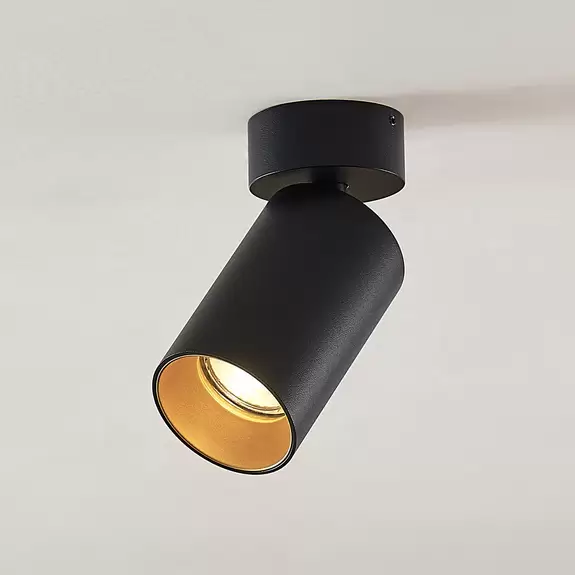 Lampenwelt Arcchio Strahler Brinja, rund, schwarz/goldfarben, 1-flg Letzte 3 Tage