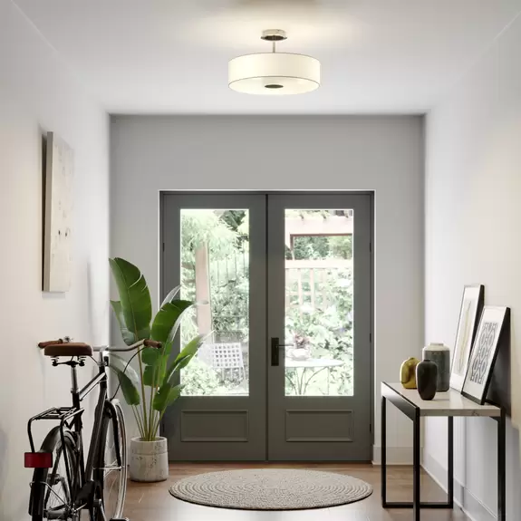 Lampenwelt Lindby Deckenleuchte Josia, weiß, Stoff, Ø 47 cm, E27 Sonderangebot der Fabrik