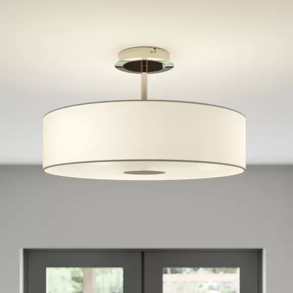 Lampenwelt Lindby Deckenleuchte Josia, weiß, Stoff, Ø 47 cm, E27 Sonderangebot der Fabrik
