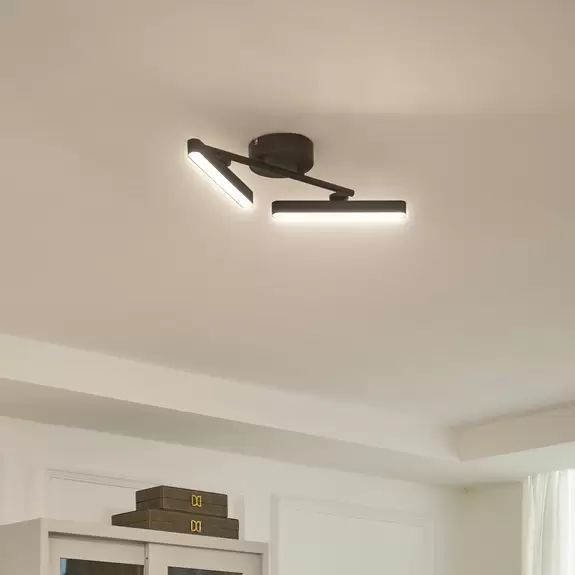 Lampenwelt Lindby LED-Deckenleuchte Eldrin, 2-flammig, schwarz, Eisen Bis zu 55% Rabatt
