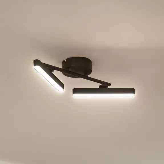 Lampenwelt Lindby LED-Deckenleuchte Eldrin, 2-flammig, schwarz, Eisen Bis zu 55% Rabatt