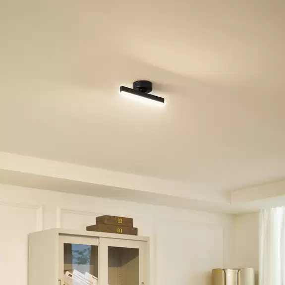 Lampenwelt Lindby LED-Deckenleuchte Eldrin, 1-flammig, schwarz, Eisen Nur noch ein Tag übrig