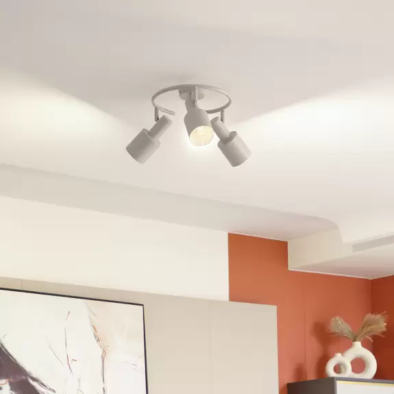 Lampenwelt Lindby Deckenstrahler Ovelia, beige, 3-flg., Eisen, E27 Begrenzt auf 3 Tage