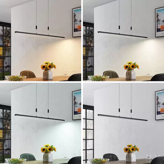 Lampenwelt Lindby LED-Hängelampe Arneja, schwarz, CCT, höhenverstellbar Speichern exportieren