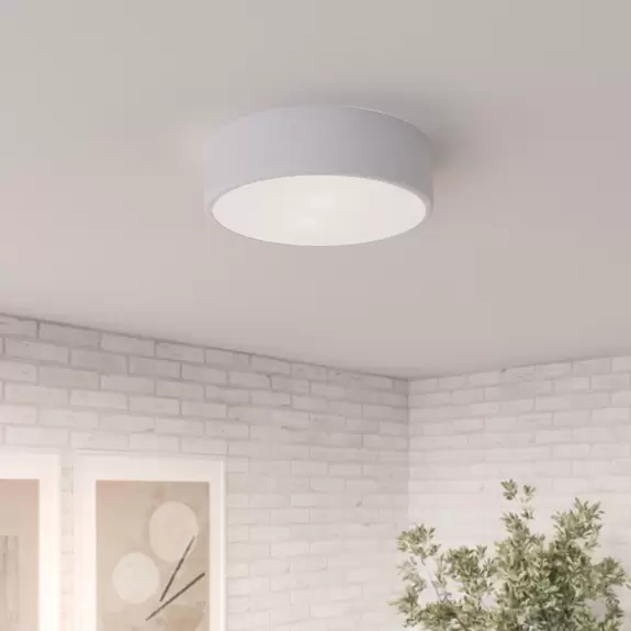 Lampenwelt Deckenleuchte Cleo, weiß, Metall, Ø 30 cm, E27, 2-flammig zollfrei