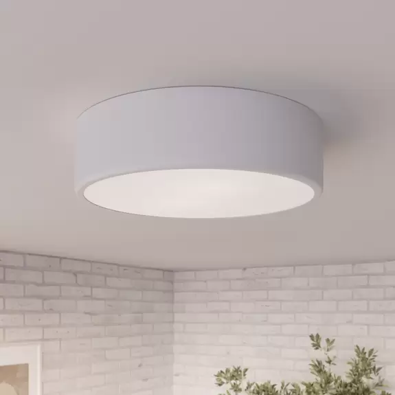 Lampenwelt Deckenleuchte Cleo, weiß, Metall, Ø 30 cm, E27, 2-flammig zollfrei