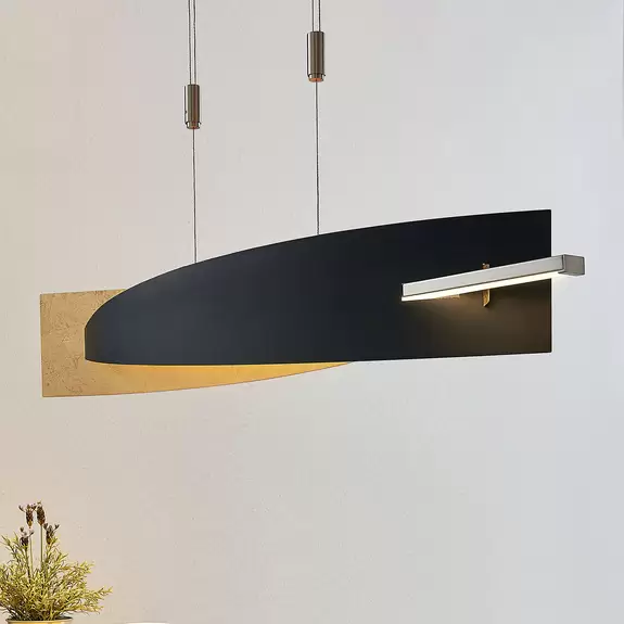 Lampenwelt Lucande LED-Hängeleuchte Marija, geradlinig, schwarz, Metall Rabatte dieses Monats