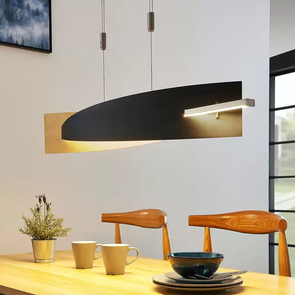 Lampenwelt Lucande LED-Hängeleuchte Marija, geradlinig, schwarz, Metall Rabatte dieses Monats