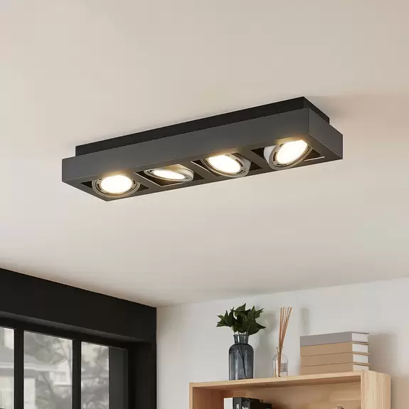 Lampenwelt Deckenstrahler Ronka, 4-flammig, lang, dunkelgrau Angebote