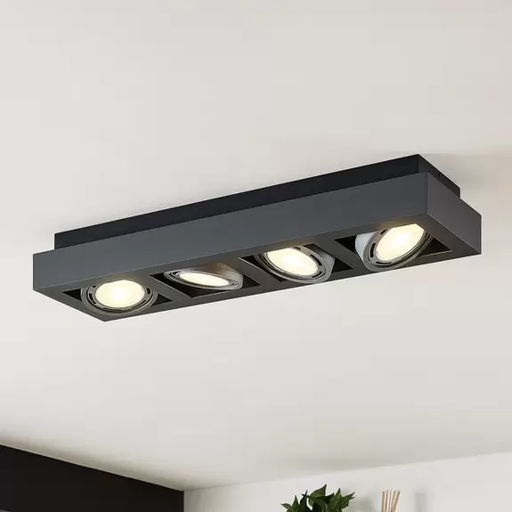 Lampenwelt Deckenstrahler Ronka, 4-flammig, lang, dunkelgrau Angebote