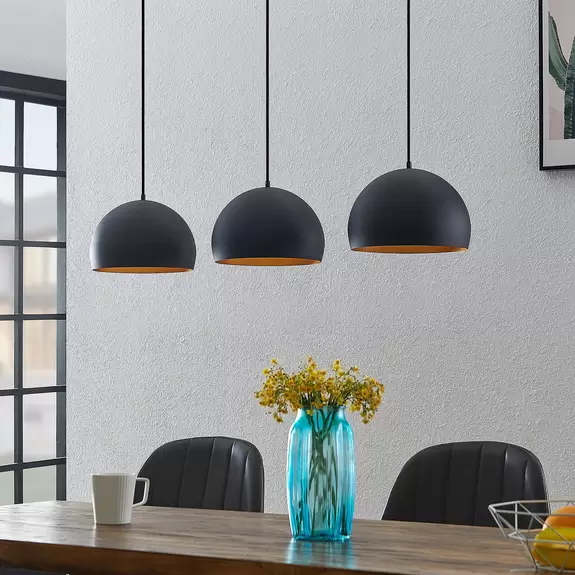 Lampenwelt Lindby Pendelleuchte Tarjei, 120 cm, schwarz-gold, Stahl Günstiger Verkauf